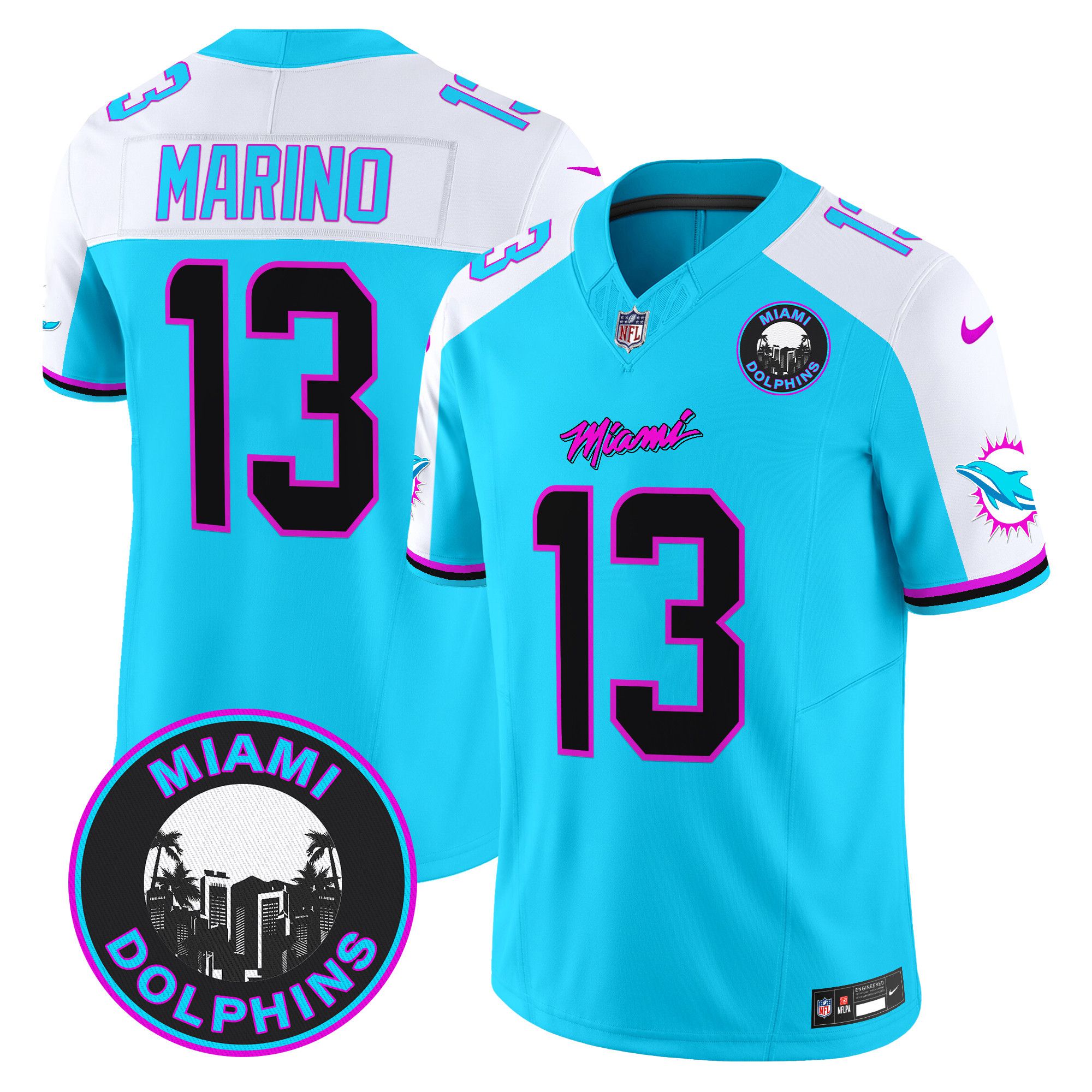Men Miami Dolphins #13 Marino Light Blue 2024 Nike Vapor Limited NFL Jersey